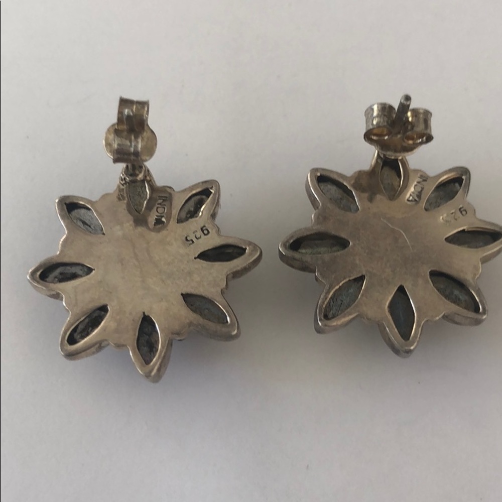 Sterling Multi Stone And Pearl India Earrings 925 - Picture 4 of 8